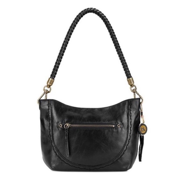 The Sak - Indio Hobo Shoulder Black Leather Zip Pocket Braided Teal Interior Bag - Picture 1 of 1